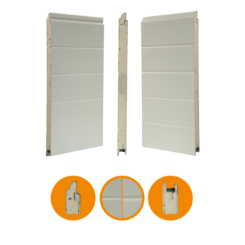 Door panel ST3V 40x610mm, stucco/smooth with finger protection, RAL9002