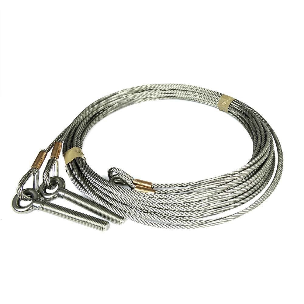 [108021009] RVS Staalkabelset, 5mm, 9000mm, RVS Schroefoog M10 en RVS Puntkous