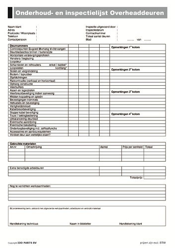 [6010001] Inspection  notebook overhead doors