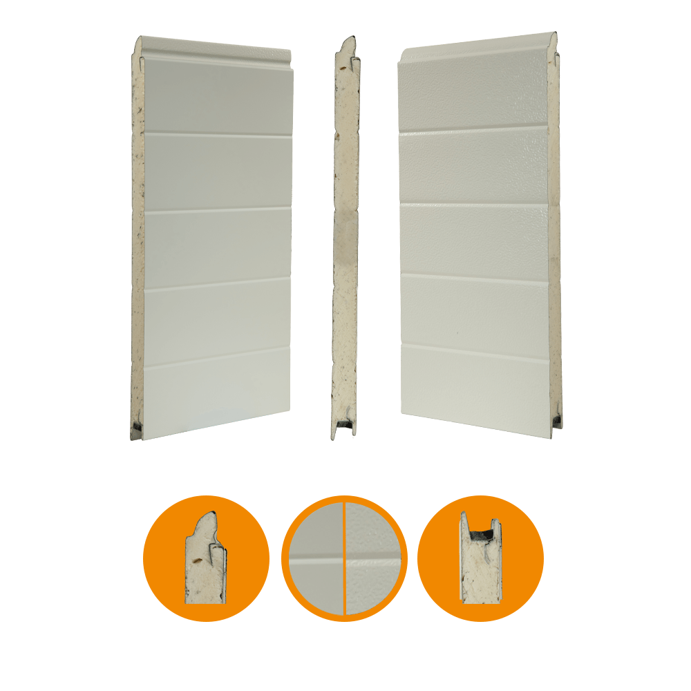 [102001066-a] Deurpaneel ST3V 40x610mm, stucco/glad, met vingerklembeveiliging, RAL 9002/RAL9010 (Het geheel, Standaard, Standaard)