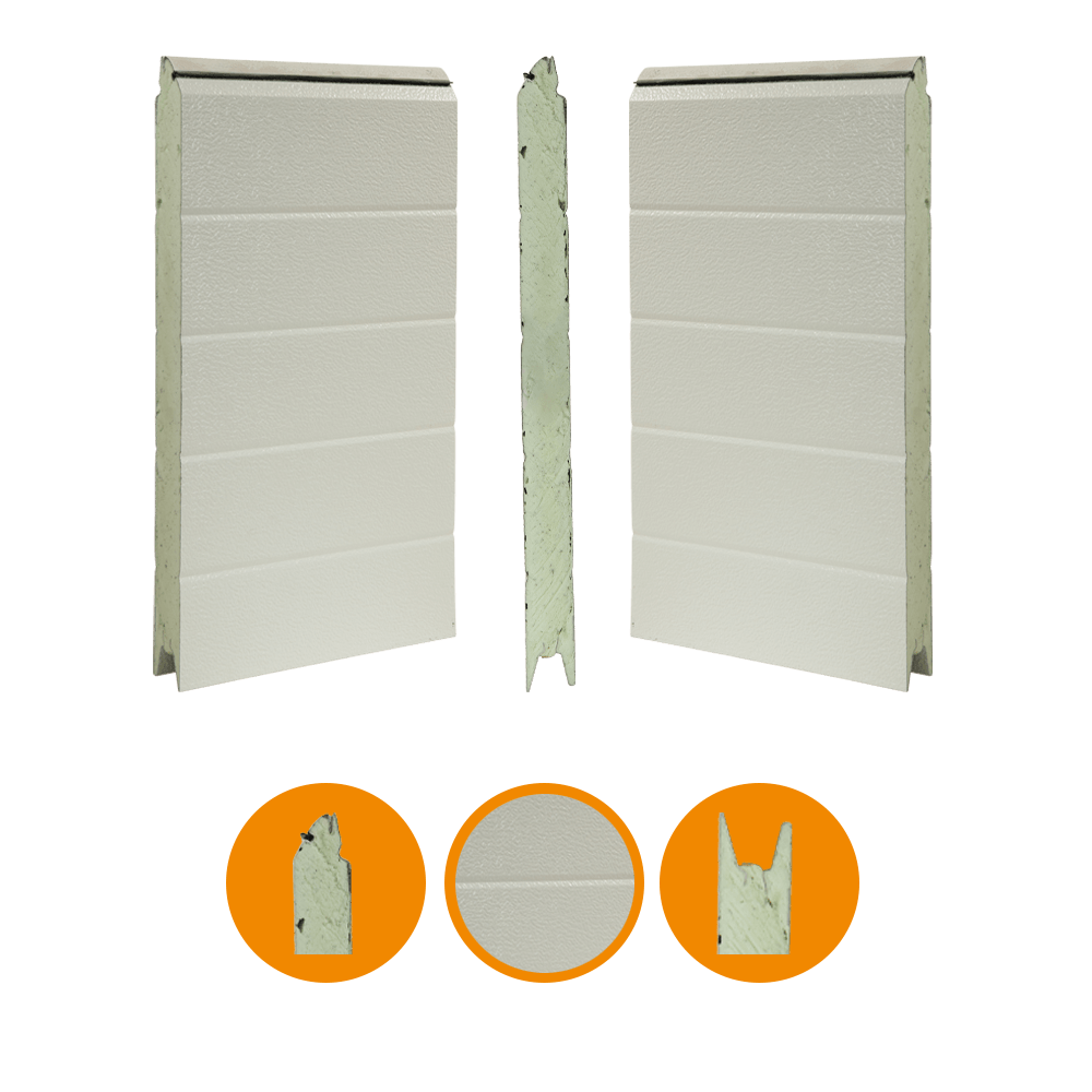 [102001065-a] Kingspan deurpaneel, 40x500mm, stucco/stucco RAL 9002/RAL 9010 (Het geheel, Standaard, Standaard)